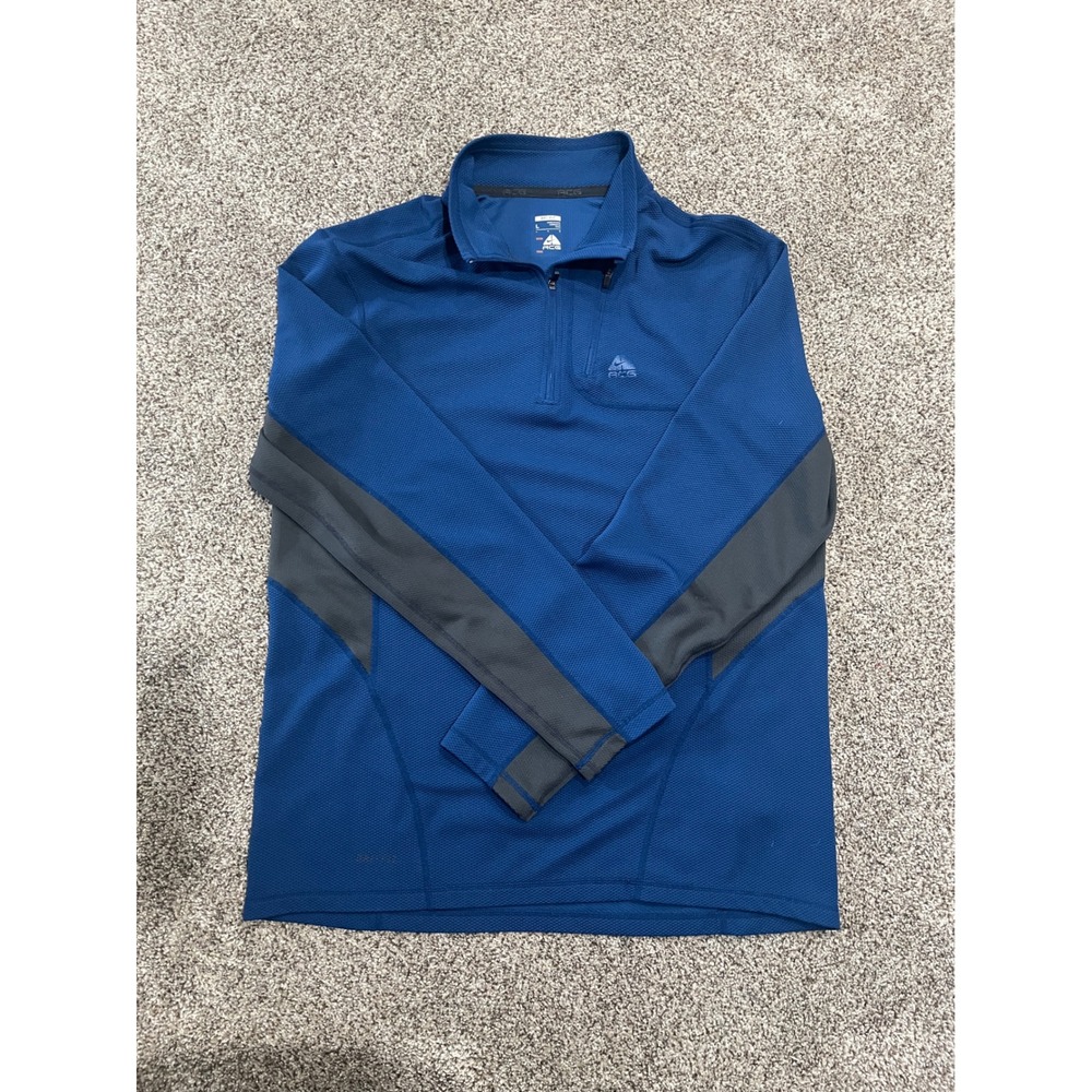 Nike‎ ACG Dri-FIT Quarter Zip Pullover Blue Grey Hiking Trail Top Mens Large